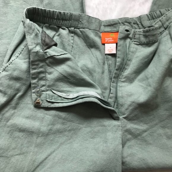 Hearts of Palm Women's Sage Green Linen, Cotton Blend Wide Leg Culottes Size 12 - Picture 7 of 9